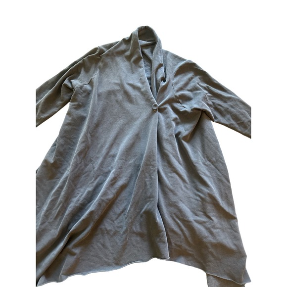 Women XS S Splendid Gray Drape Open Front Tunic Sweater Coat Jacket One Button - Picture 2 of 4